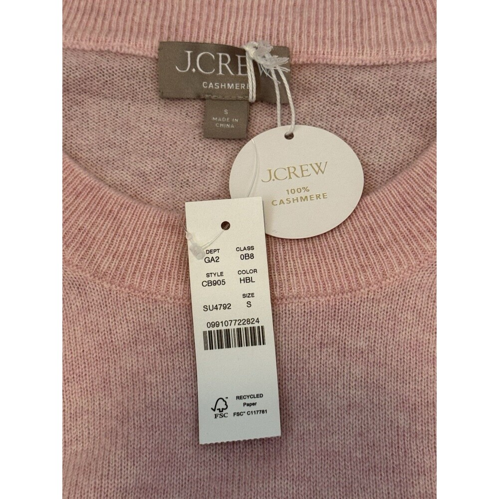 J Crew 100% Cashmere Relaxed Crewneck Sweater Pink Small New Preppy Classic - Picture 3 of 9